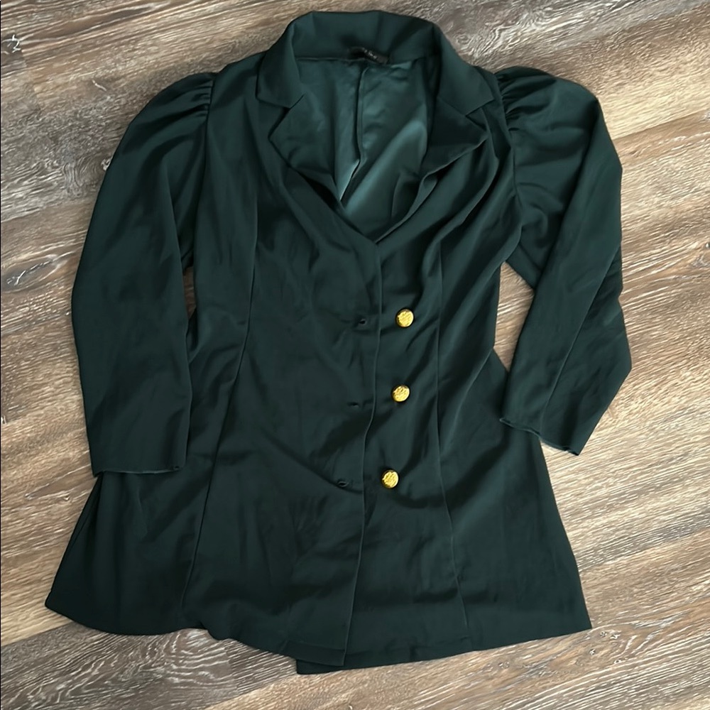 AX Paris Dark Green Blazer with Gold Buttons